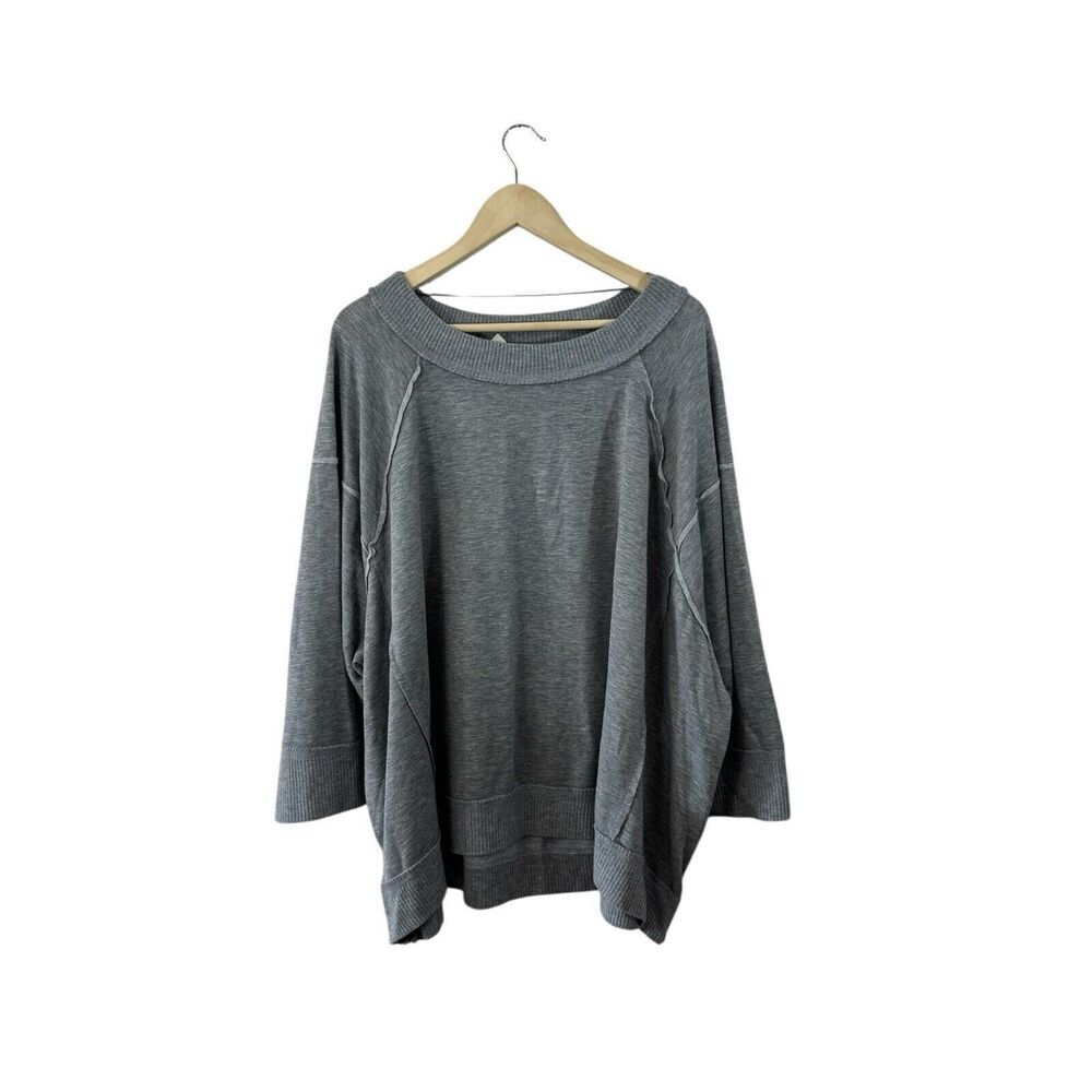 Free People Movement Medium Sweatshirt Gray Oversized Zipper Sides Womens
